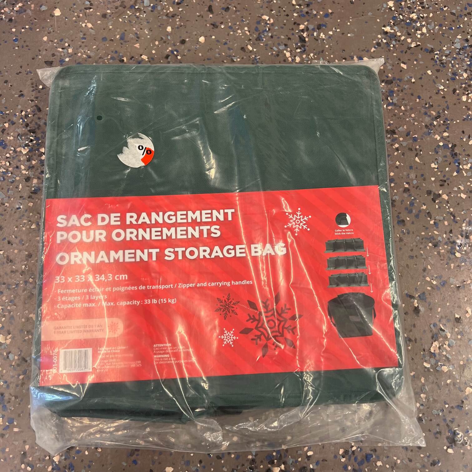 Sac de Rangement pour Ornements de Noël 3 Étages - 33 lb