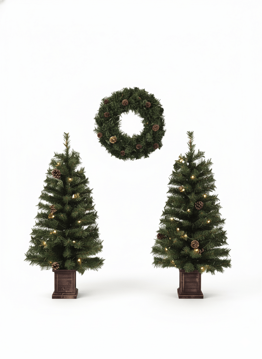 Ensemble de Décoration de Noël 3 Pièces Pré-illuminé